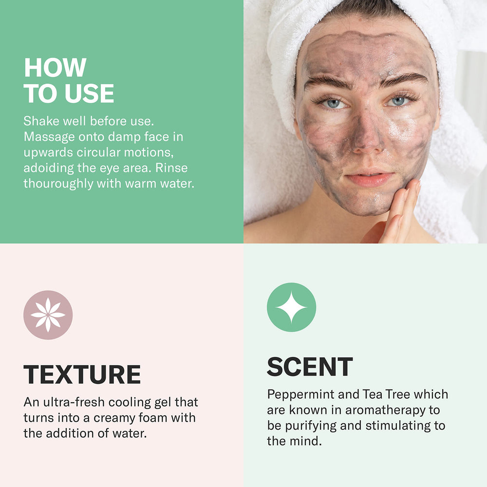 ODACITE tea tree, rosemary, and peppermint refresh and clarify the complexion.