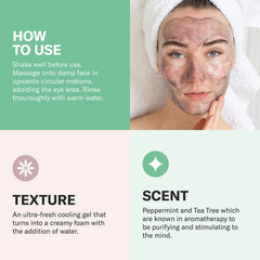ODACITE tea tree, rosemary, and peppermint refresh and clarify the complexion.