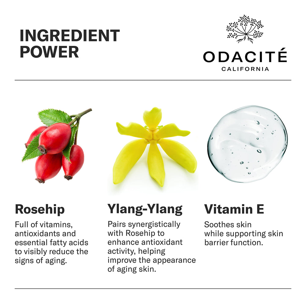 Odacité ylang-ylang oil closeup highlighting aroma and skin nourishment.