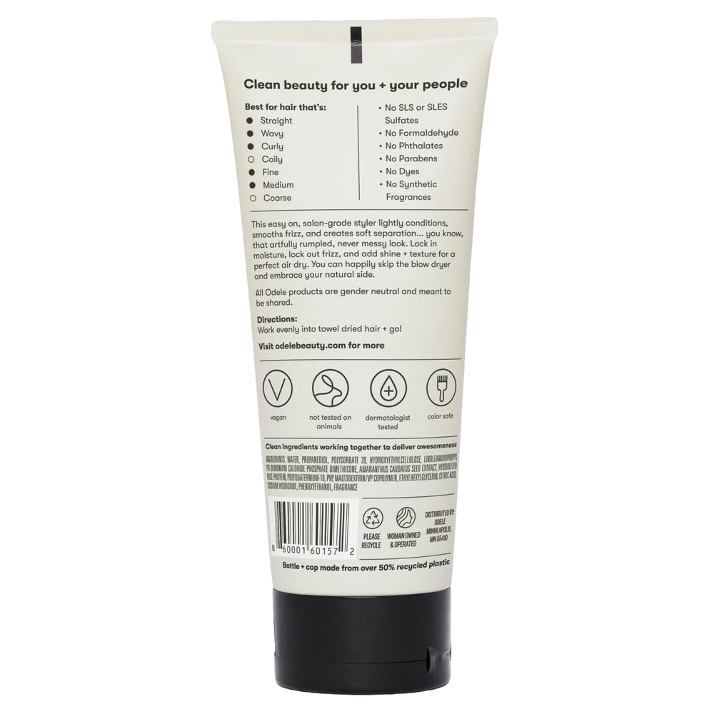 Odele Air Dry Styler dermatologist-tested formula supports skin-friendly beauty routines.