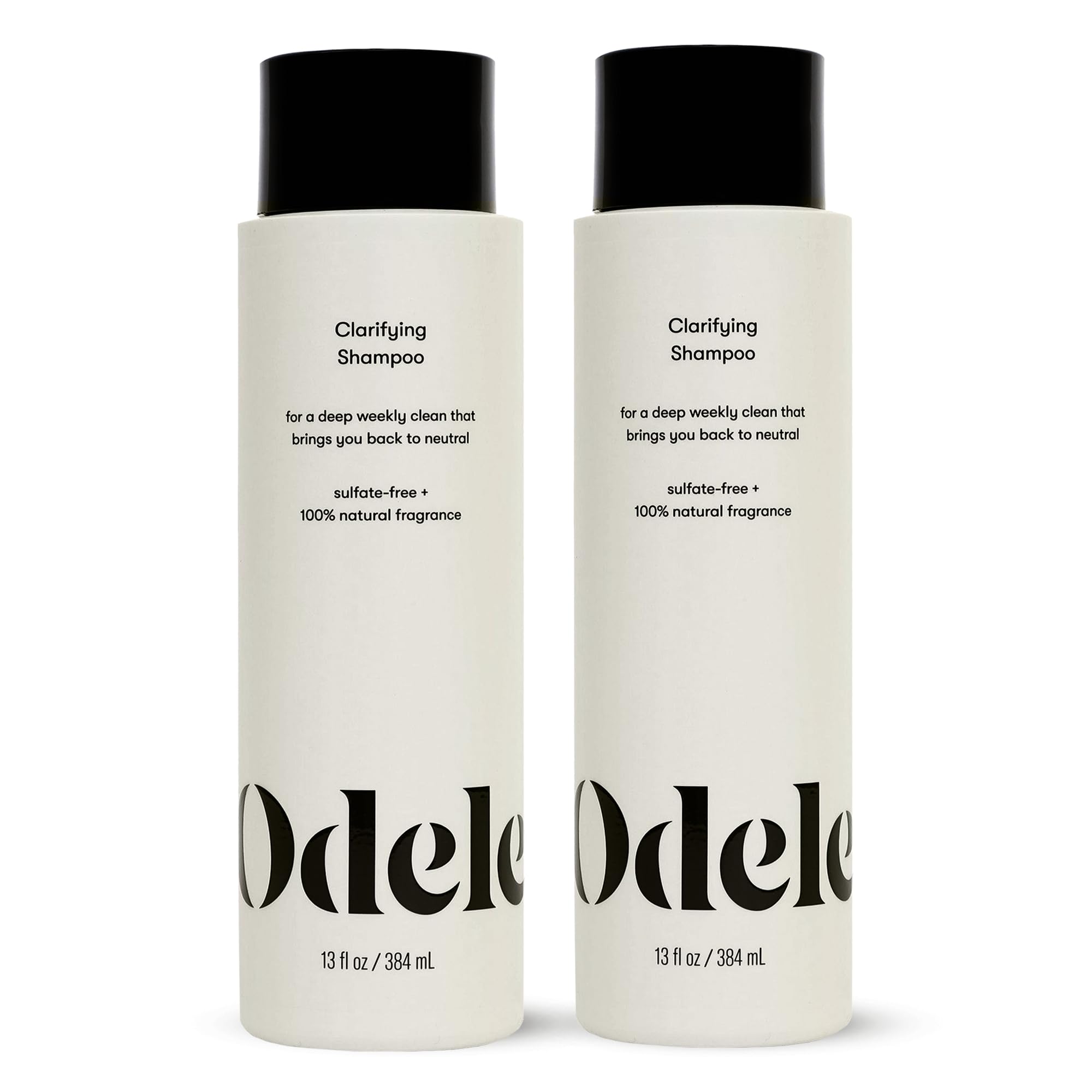 Odele Clarifying Shampoo bottle shown for a gentle weekly deep-cleaning routine.