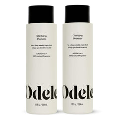 Odele Clarifying Shampoo bottle shown for a gentle weekly deep-cleaning routine.