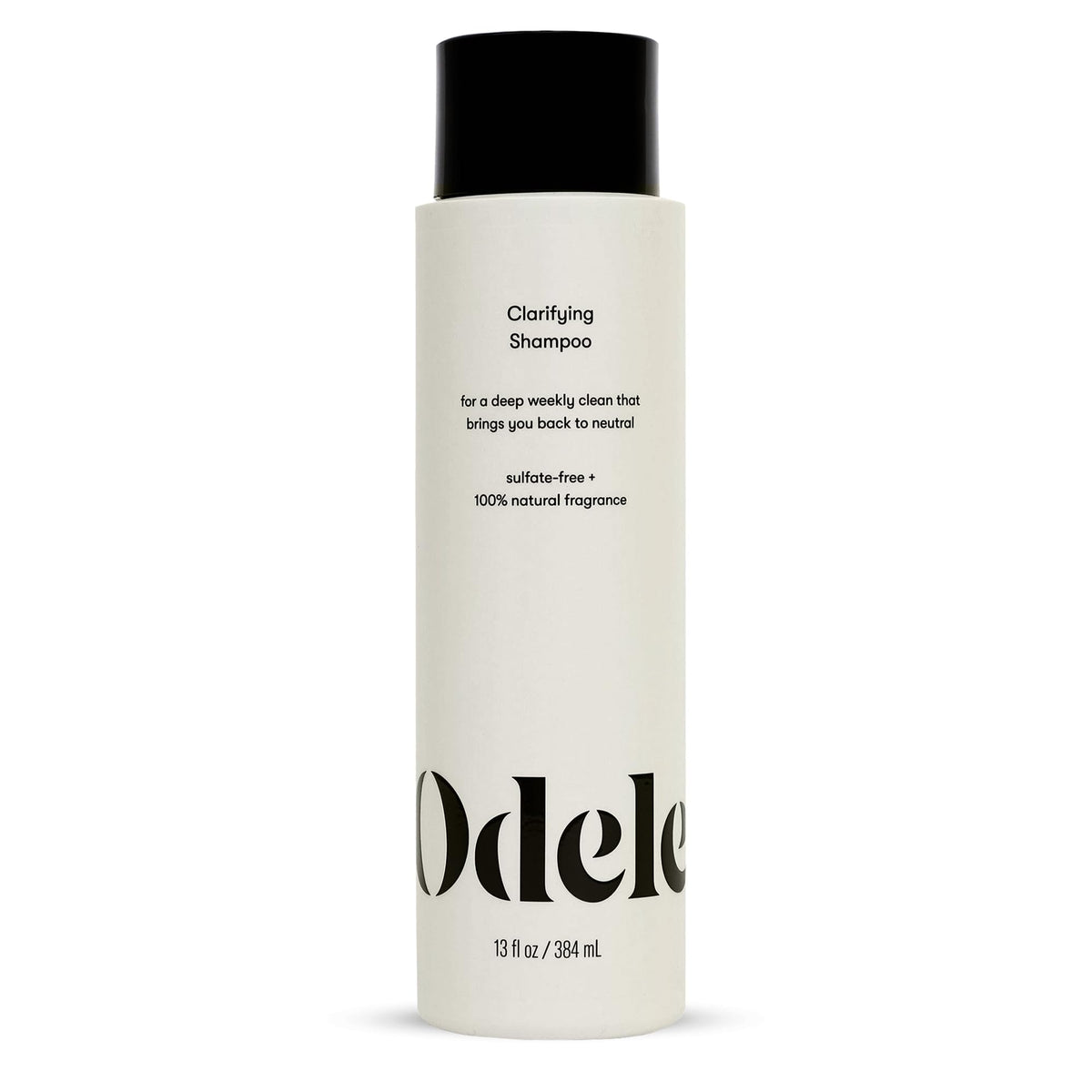 Odele Clarifying Shampoo bottle shows color-safe, sulfate-free formula for all hair types.