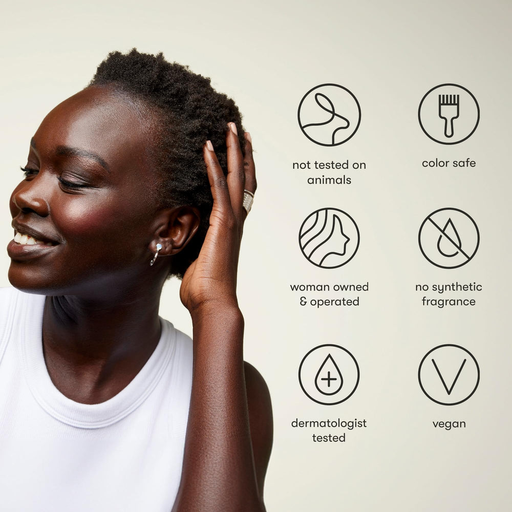 Odele Clarifying Shampoo color-safe icon underscores protection during clarifying wash.