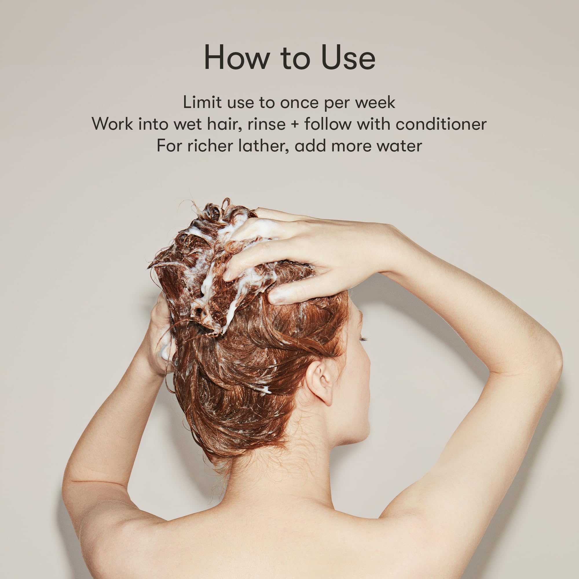 Odele Clarifying Shampoo on sink setup for easy, mess-free application.