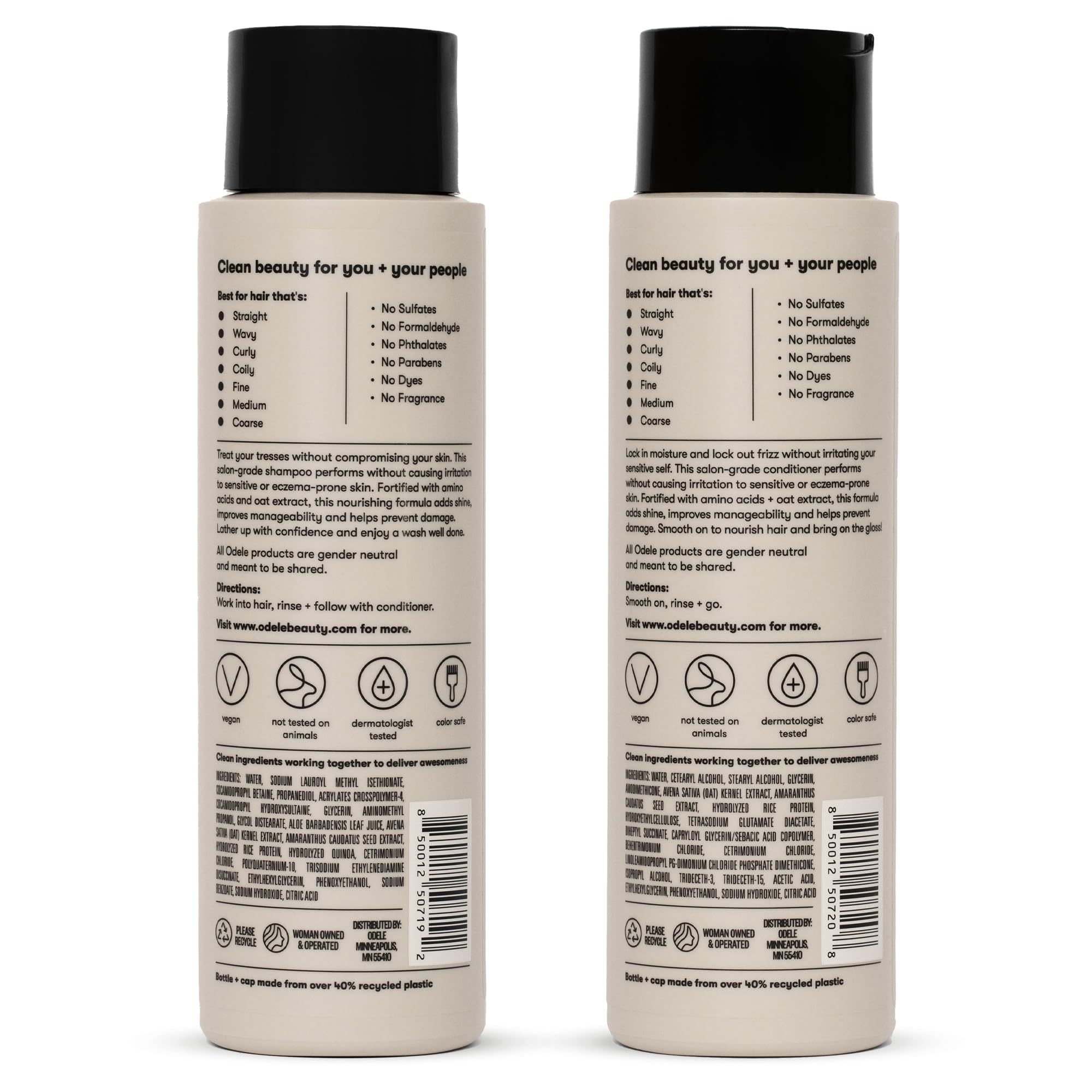 Eco-friendly packaging for ODELE Ultra-Sensitive set highlighting cruelty-free and vegan