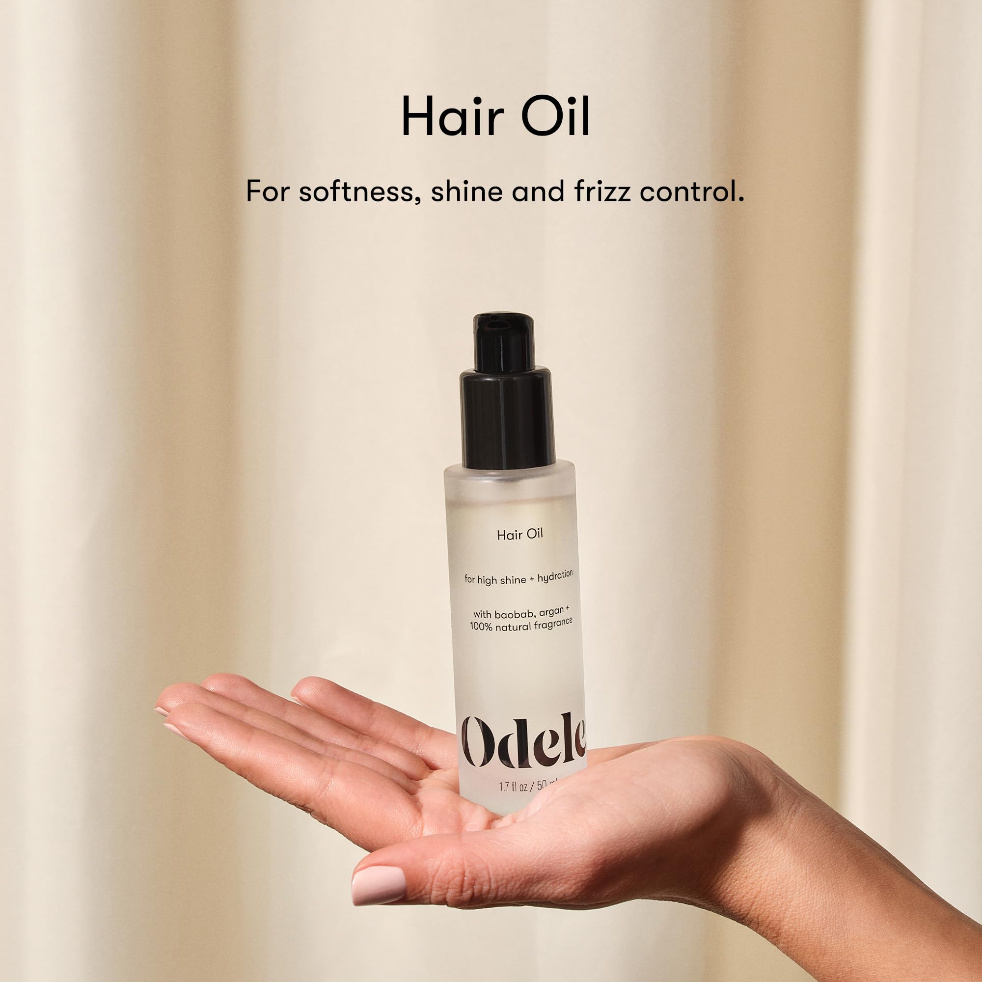 ODELE Hair Oil pump enables easy, mess-free application and even distribution.
