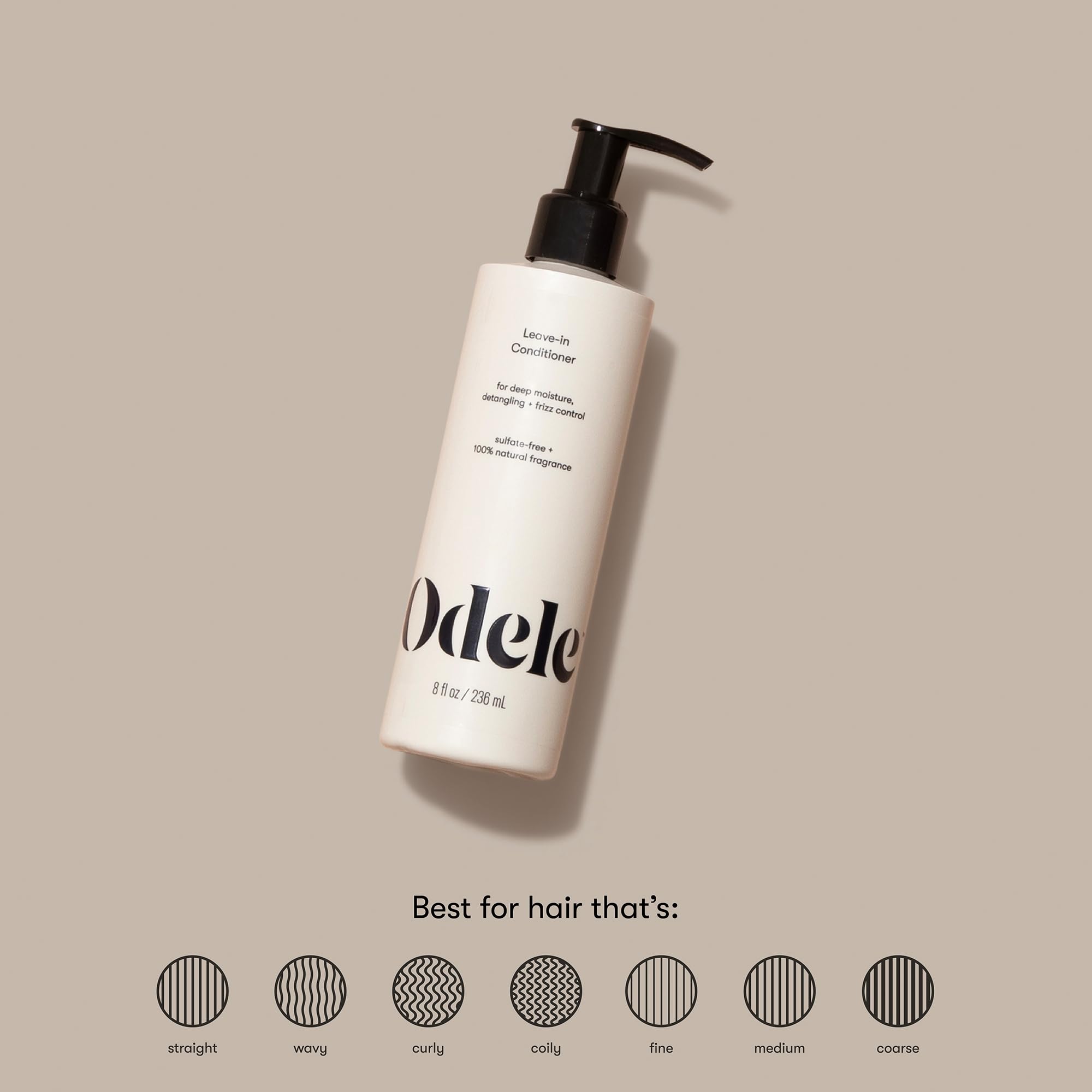 Odele leave-in bottle pump close-up highlighting convenience