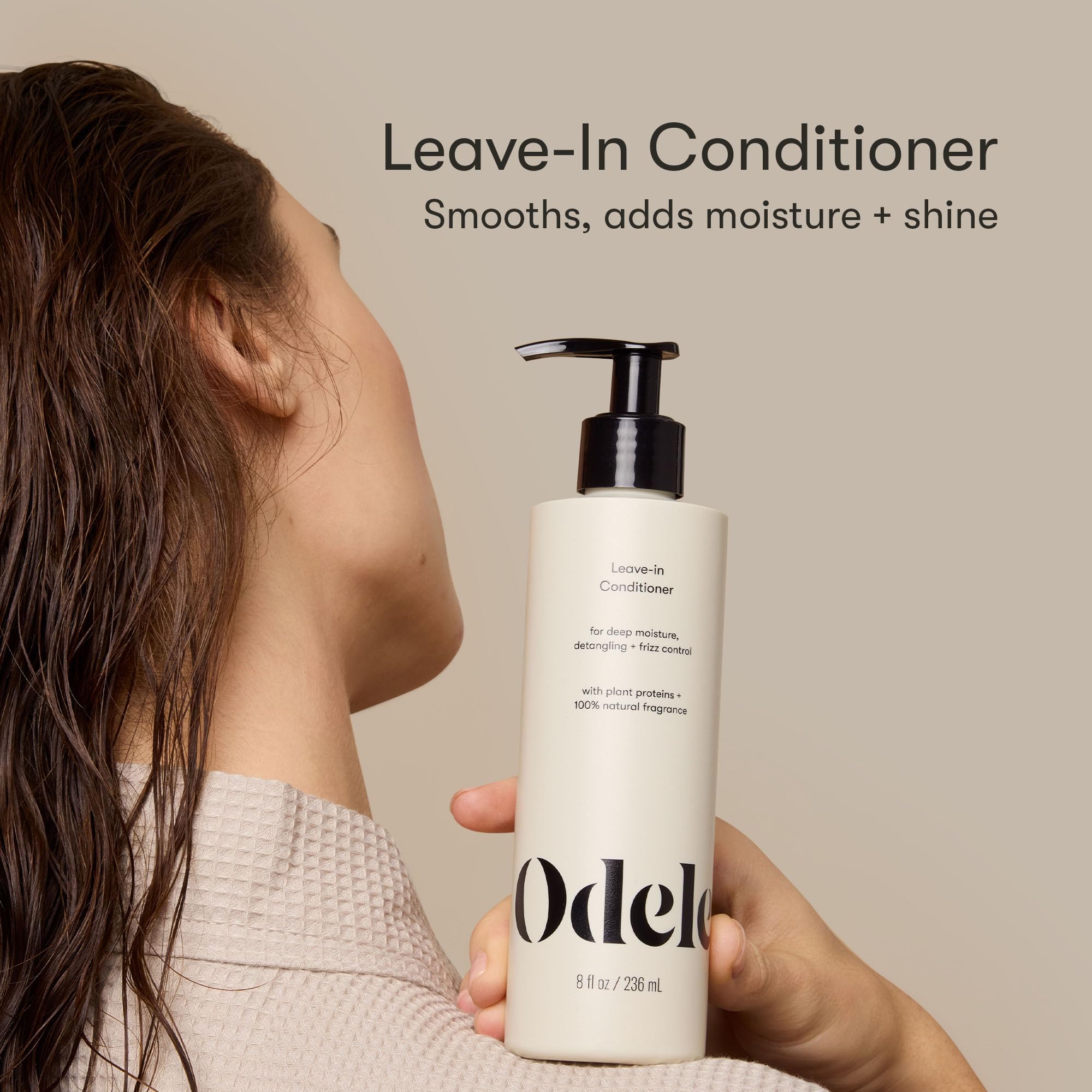 Odele leave-in ingredients close-up with amino acids and rice protein benefits
