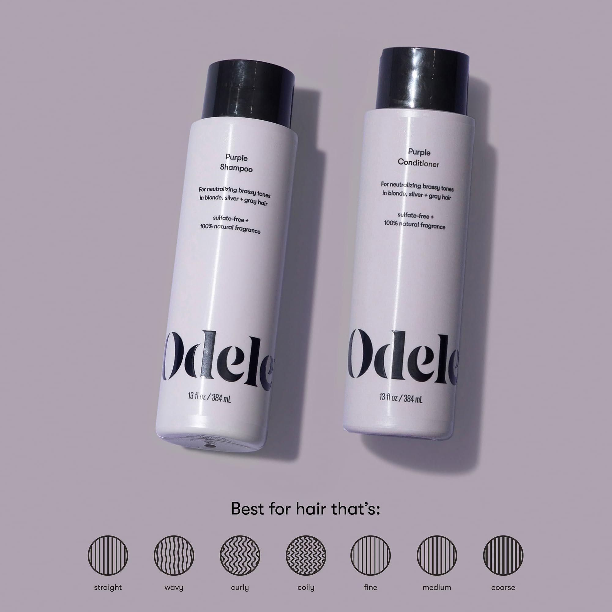 Odele Purple Shampoo lather close-up showing rich, moisturizing cleansing.