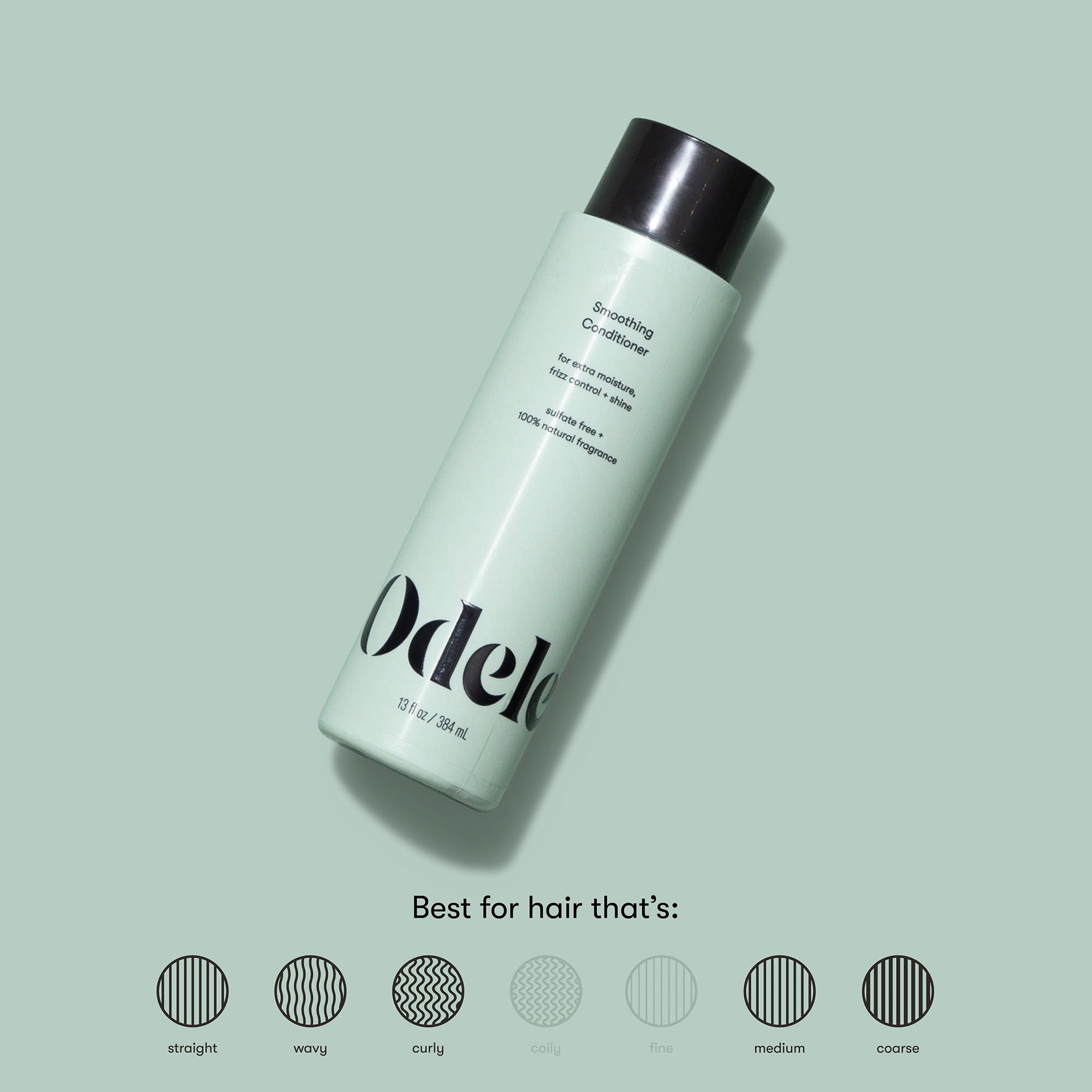 Odele Smoothing Conditioner on hair reveals smooth, hydrated strands after use.