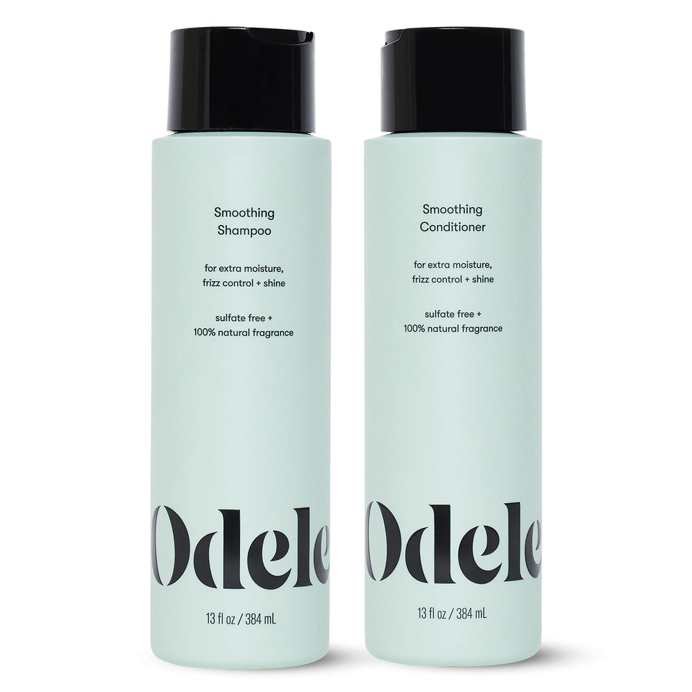 Odele smoothing shampoo bottle front highlights frizz control and moisture