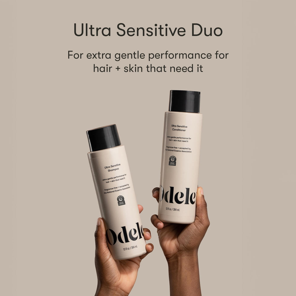 ODELE Ultra-Sensitive Conditioner bottle highlighting nourishing ingredients