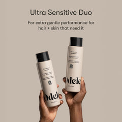ODELE Ultra-Sensitive Conditioner bottle highlighting nourishing ingredients