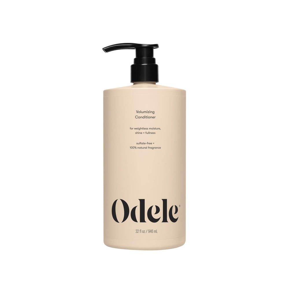 Odele Volumizing Conditioner bottle shows weightless moisture and shine for fine hair.