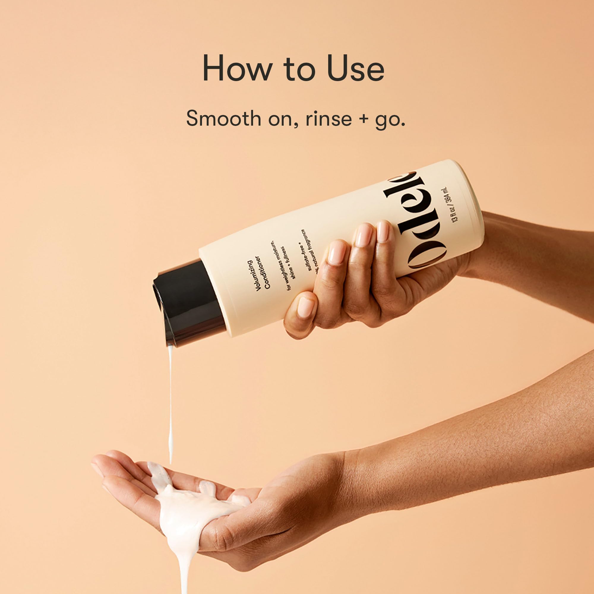 Odele Volumizing Conditioner amaranth closeup emphasizes bounce and movement.
