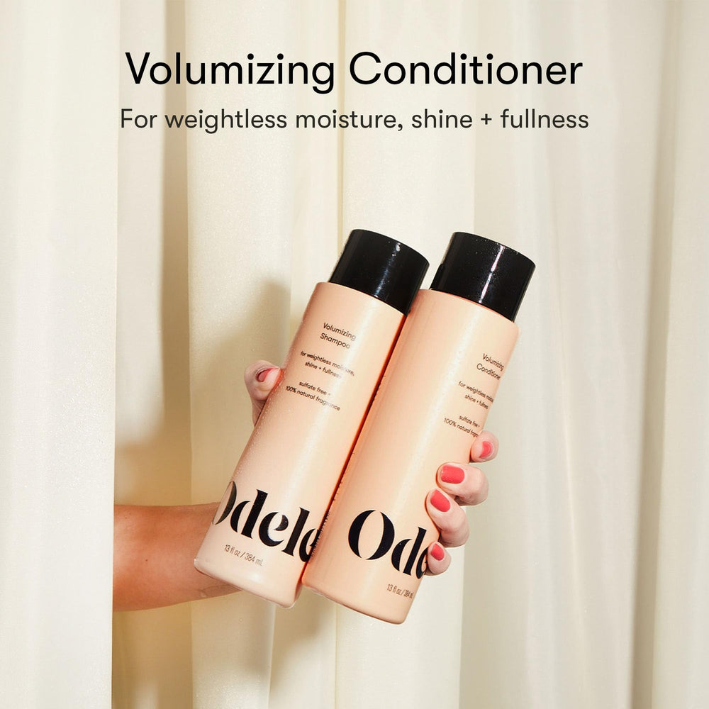 Odele Volumizing Conditioner pump demonstrates easy, precise application for smooth volume.