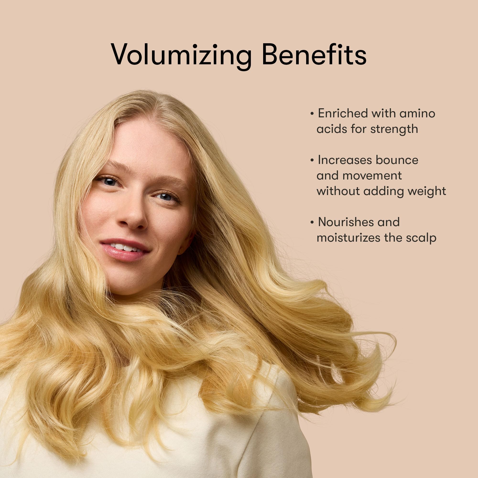 Shiny hair strands after using Odele Volumizing Conditioner