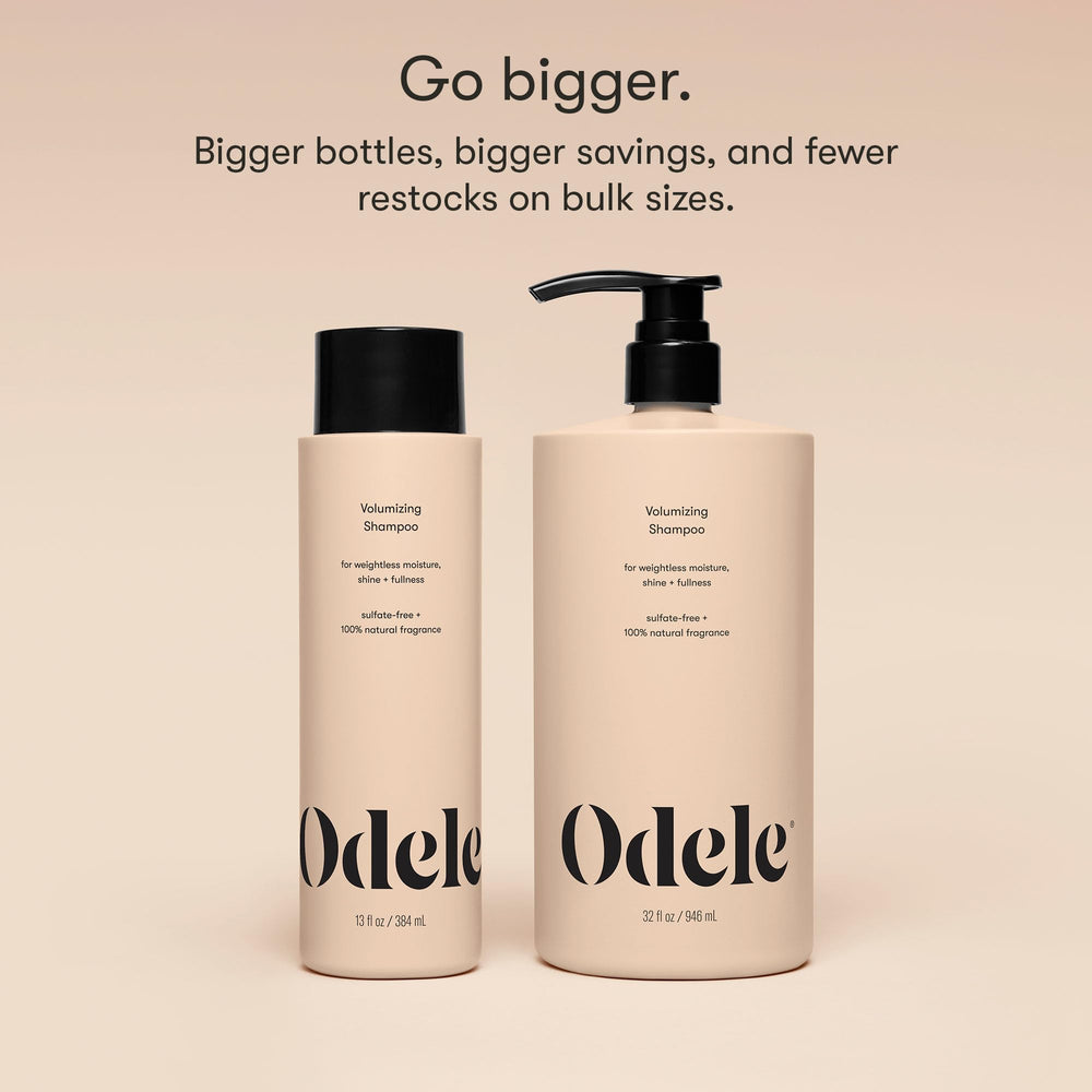Close-up of rice protein on label highlighting nourishing ingredients in Odele Shampoo.