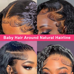 Odored deep wave lace front wig 30-inch side view shows fullness and blend