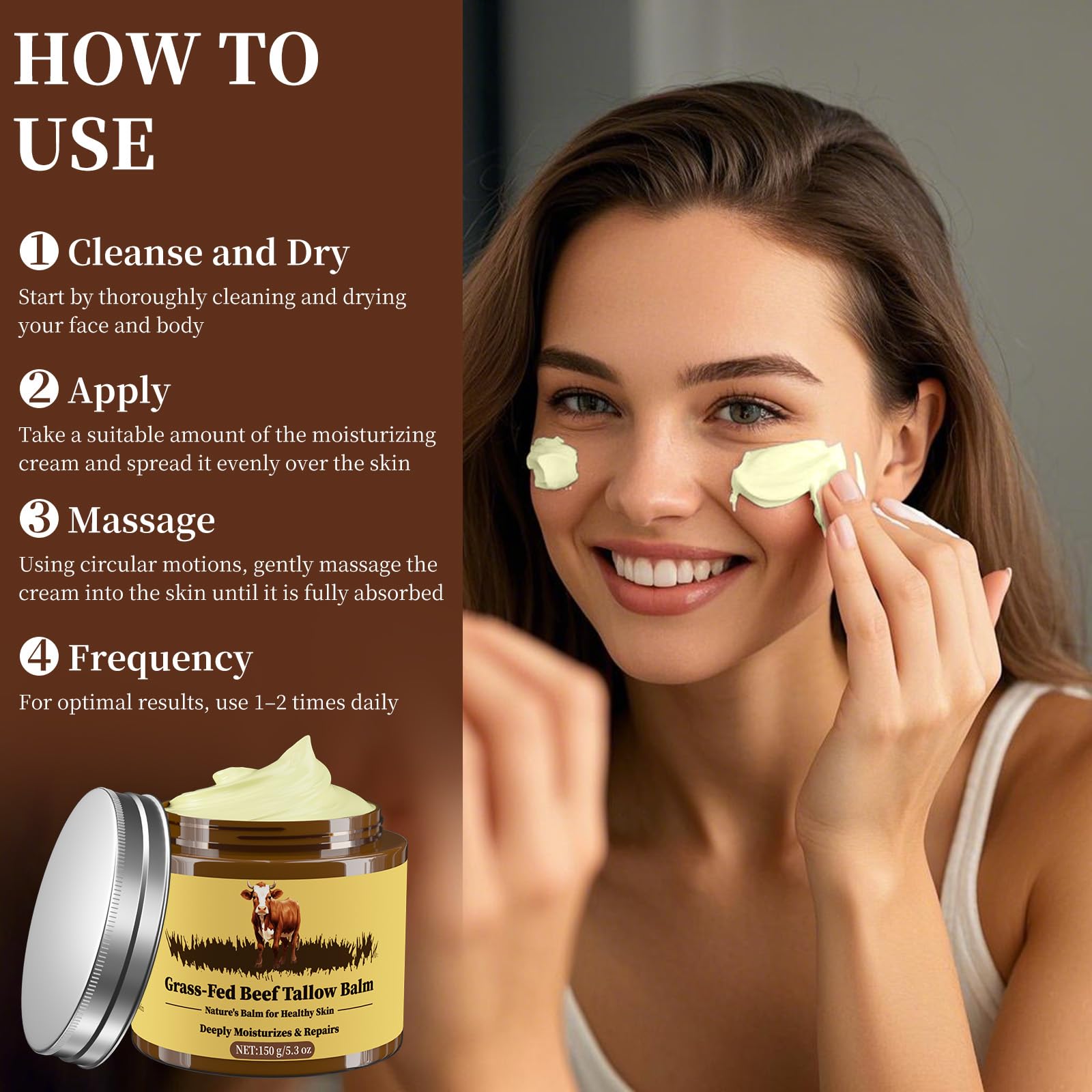 Close-up of Oebitor balm cream on skin for a soft, hydrated feel.