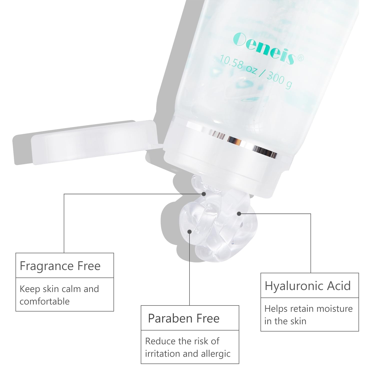 Oeneis Clear gel texture close-up emphasizes smooth glide.