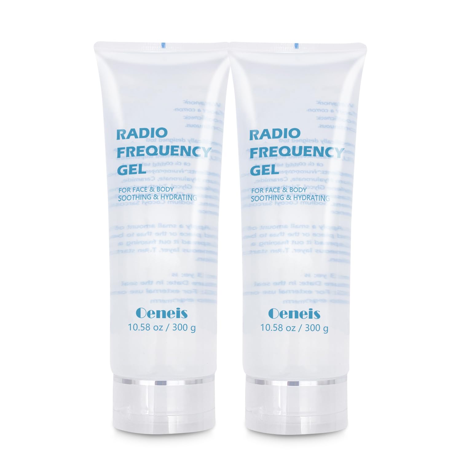 Oeneis RF gel applied to the face for smooth microcurrent energy transfer.