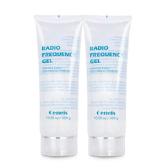 Oeneis RF gel applied to the face for smooth microcurrent energy transfer.