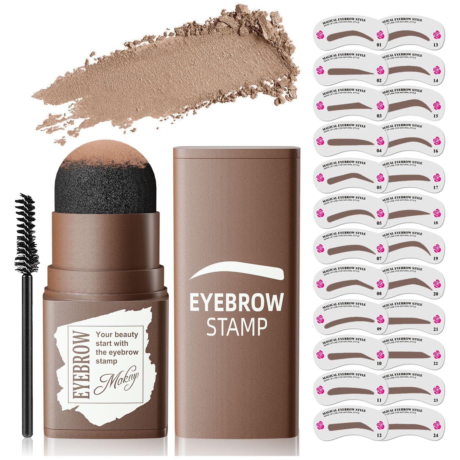 OETUIOW eyebrow stamp kit with 24 shapes for natural beginner brows