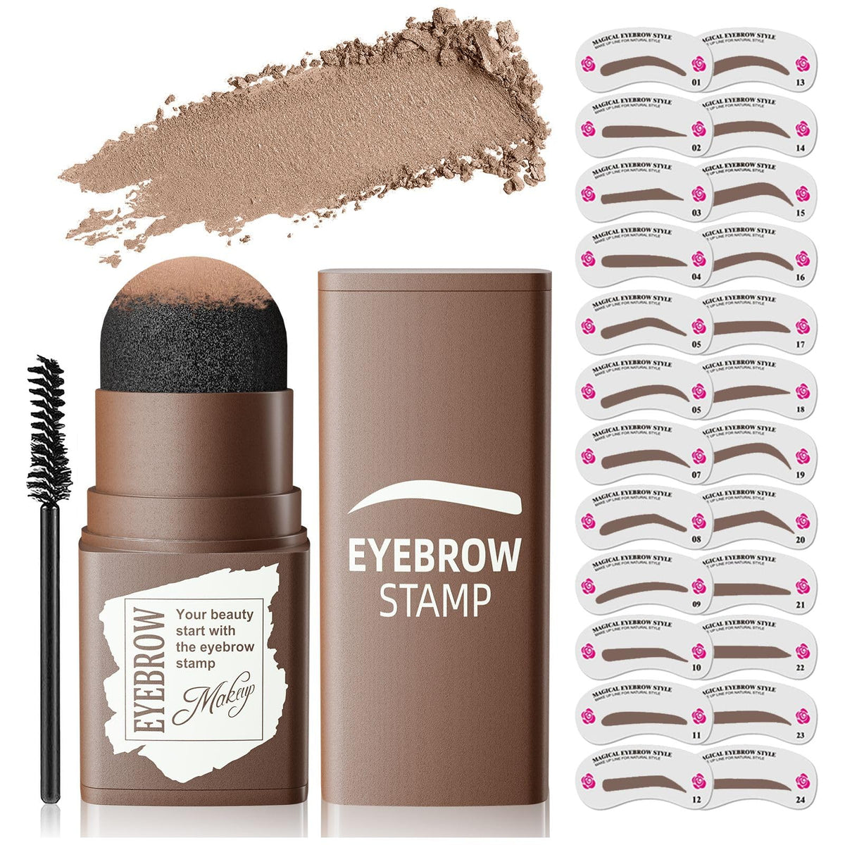 OETUIOW eyebrow stamp kit with 24 shapes for natural beginner brows
