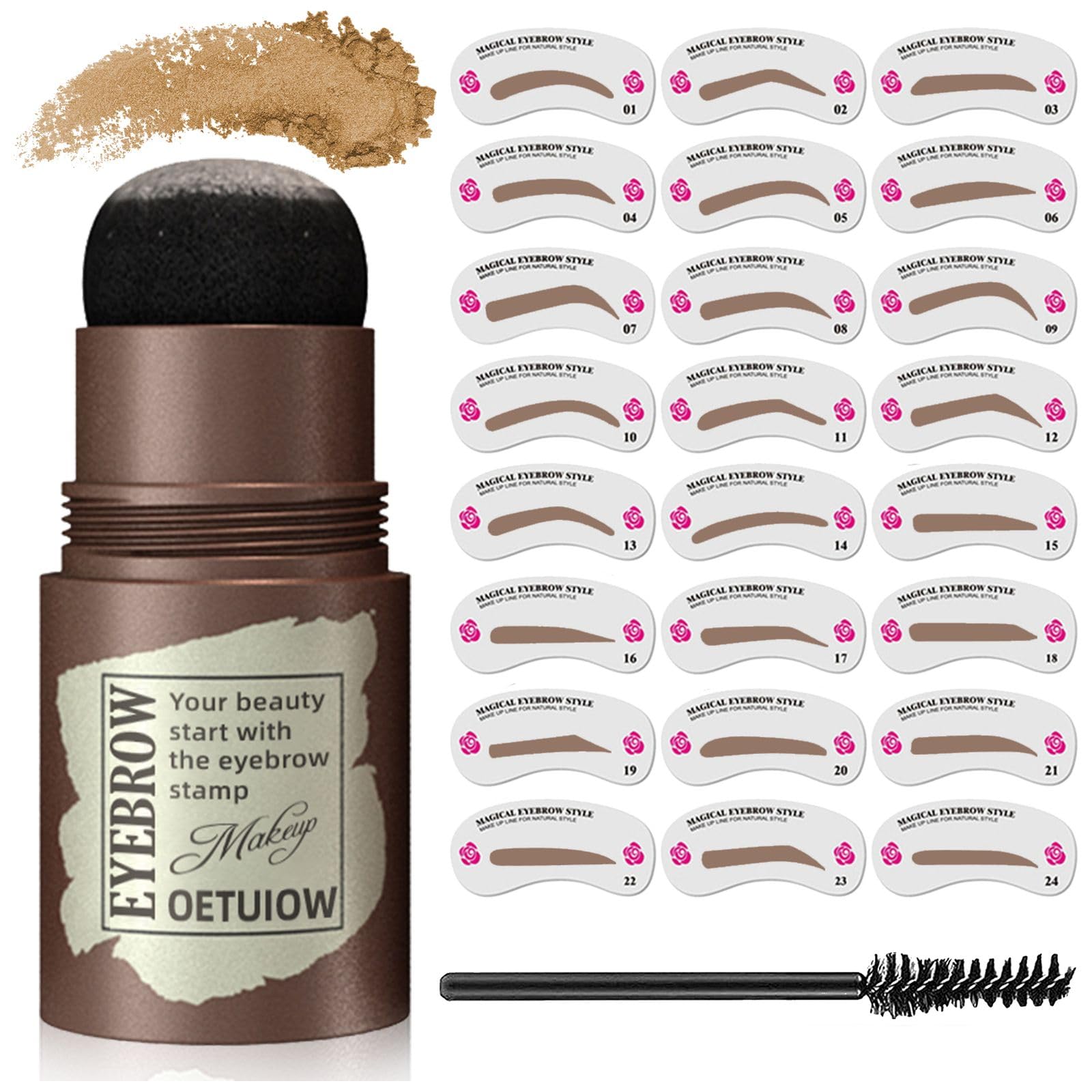 OETUIOW eyebrow stamp kit with 24 styles for versatile brow shaping
