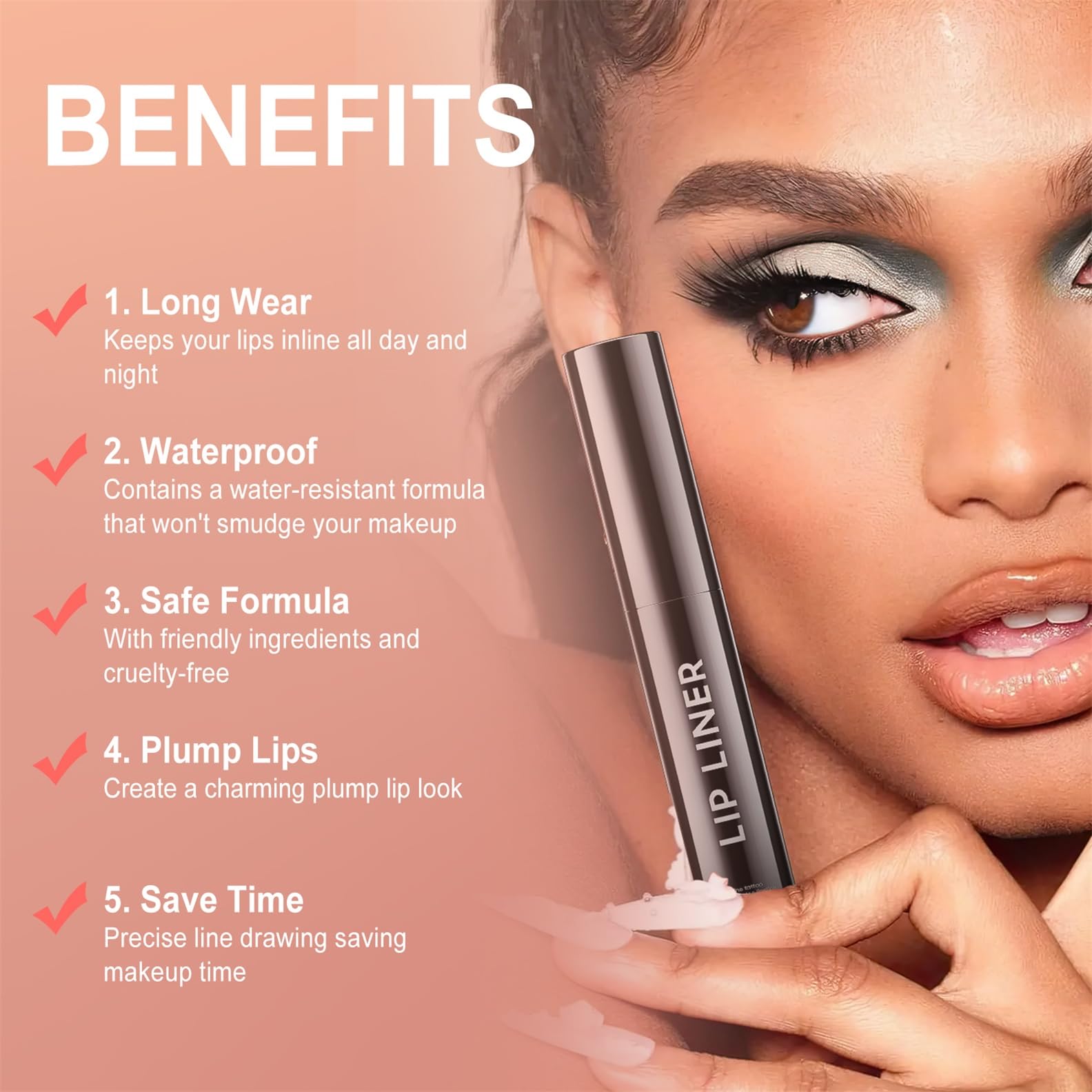 OETUIOW formula with hyaluronic acid and vitamin E on lips