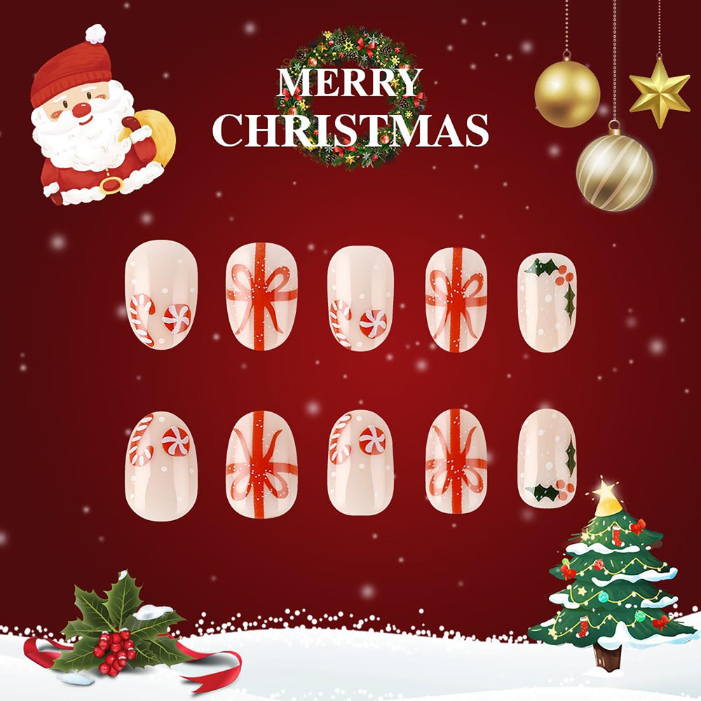 OFDNE mistletoe design nails for charming seasonal style