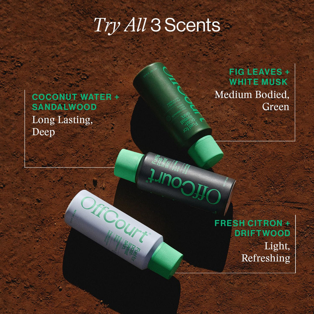 OffCourt aluminum-free formula indicates skin-friendly deodorizing option.