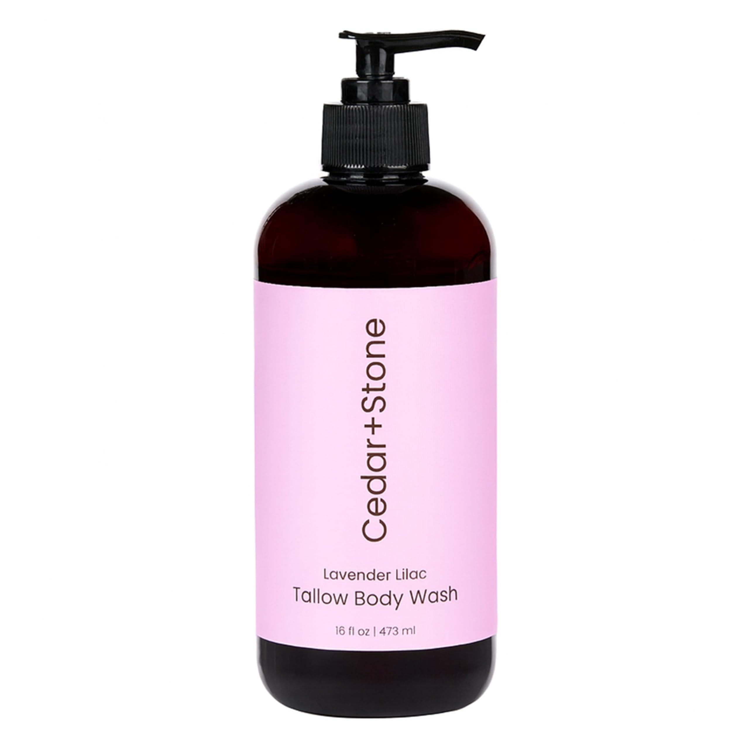 OfficeKit Cedar + Stone Clean Body Wash bottle being poured for a hydrating cleanse.