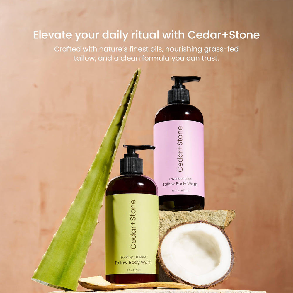 OfficeKit Cedar + Stone Clean Body Wash eucalyptus and mint scent close-up.