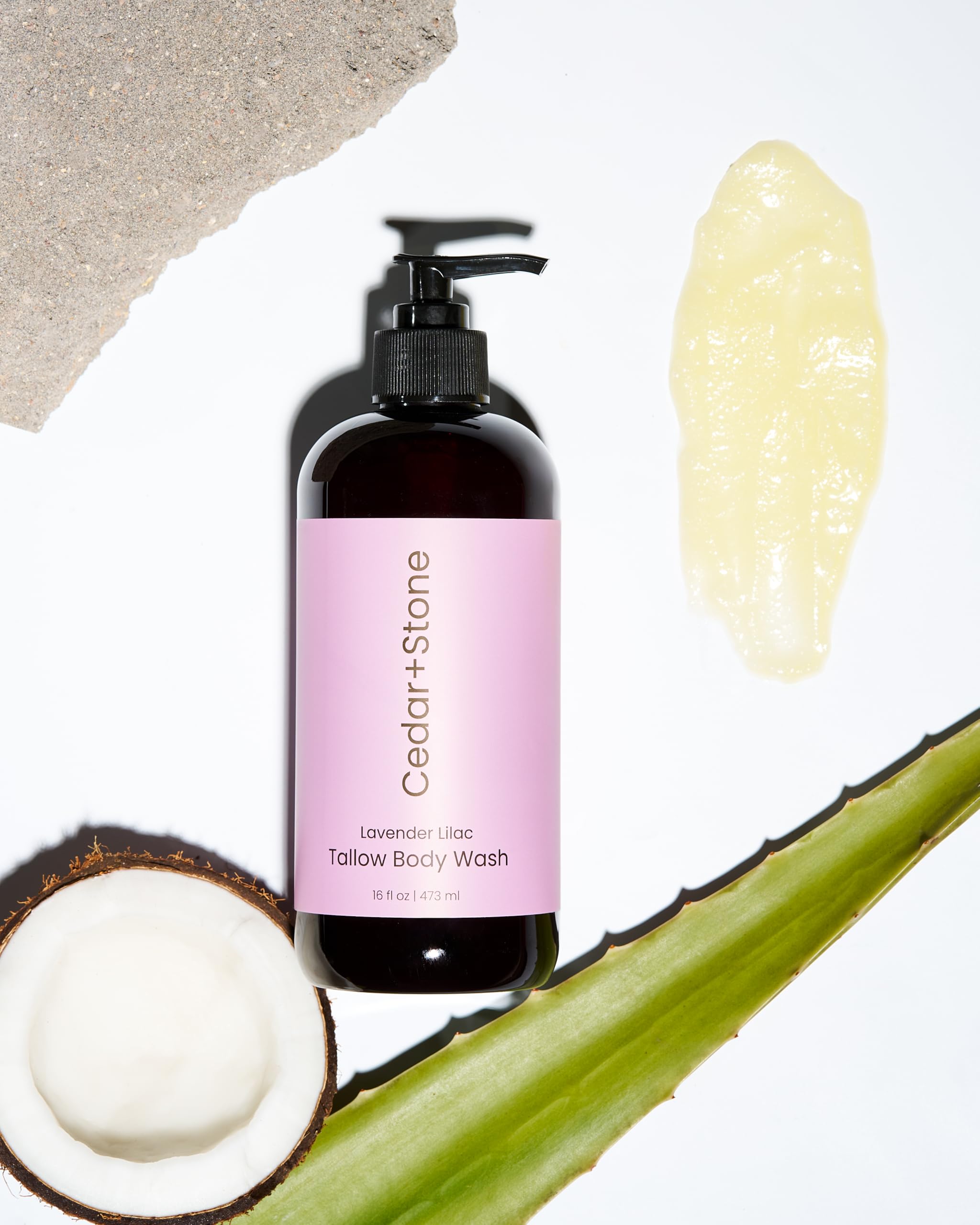 Creamy gel texture shown in palm ready to lather.