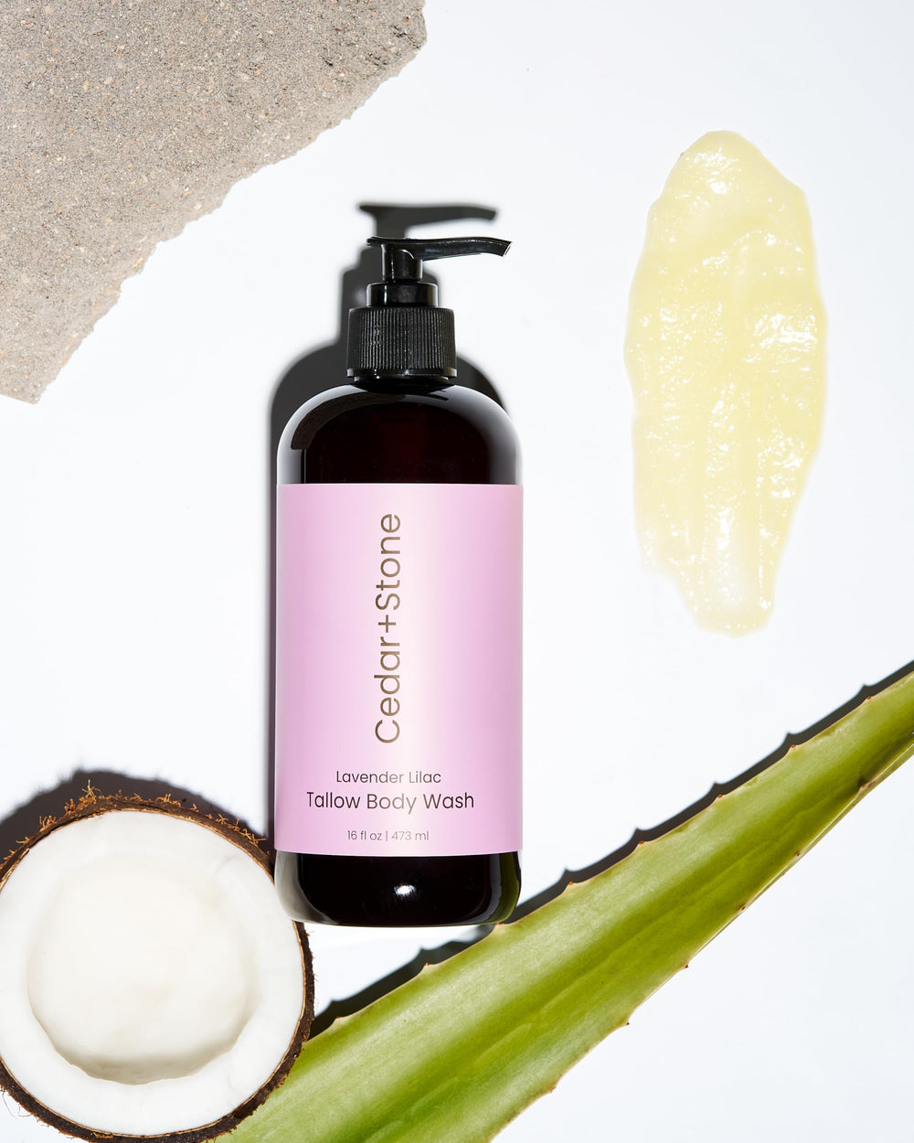Creamy gel texture shown in palm ready to lather.