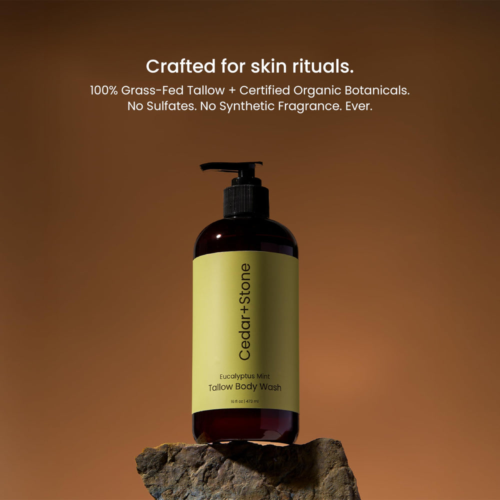 OfficeKit Cedar + Stone Clean Body Wash rinsing clean leaves skin soft and balanced.