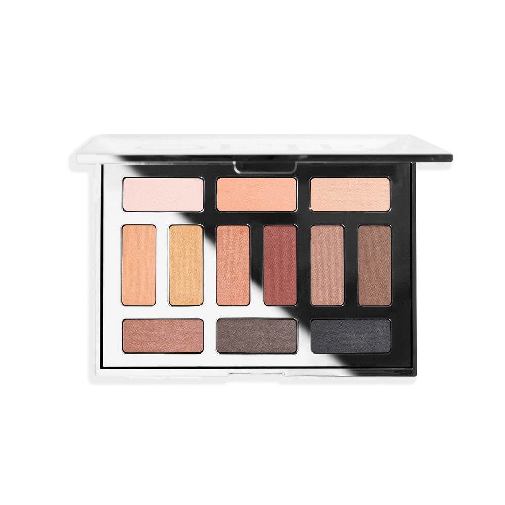 OFIR Shimmer palette open case shows 12 rosy neutrals for versatile looks