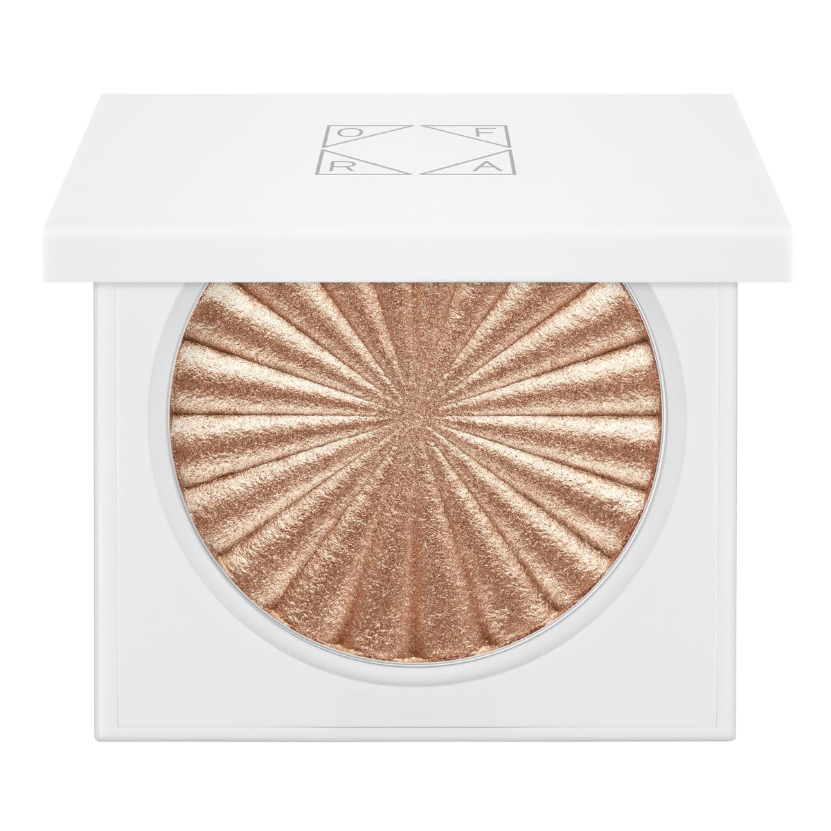 Ofra Glow Goals highlighter compact open shows champagne glow with a smooth finish
