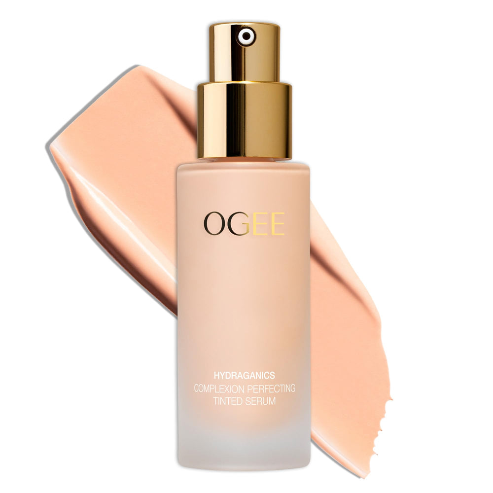 Ogee Complexion Perfecting foundation bottle with pump for lightweight, buildable coverage.