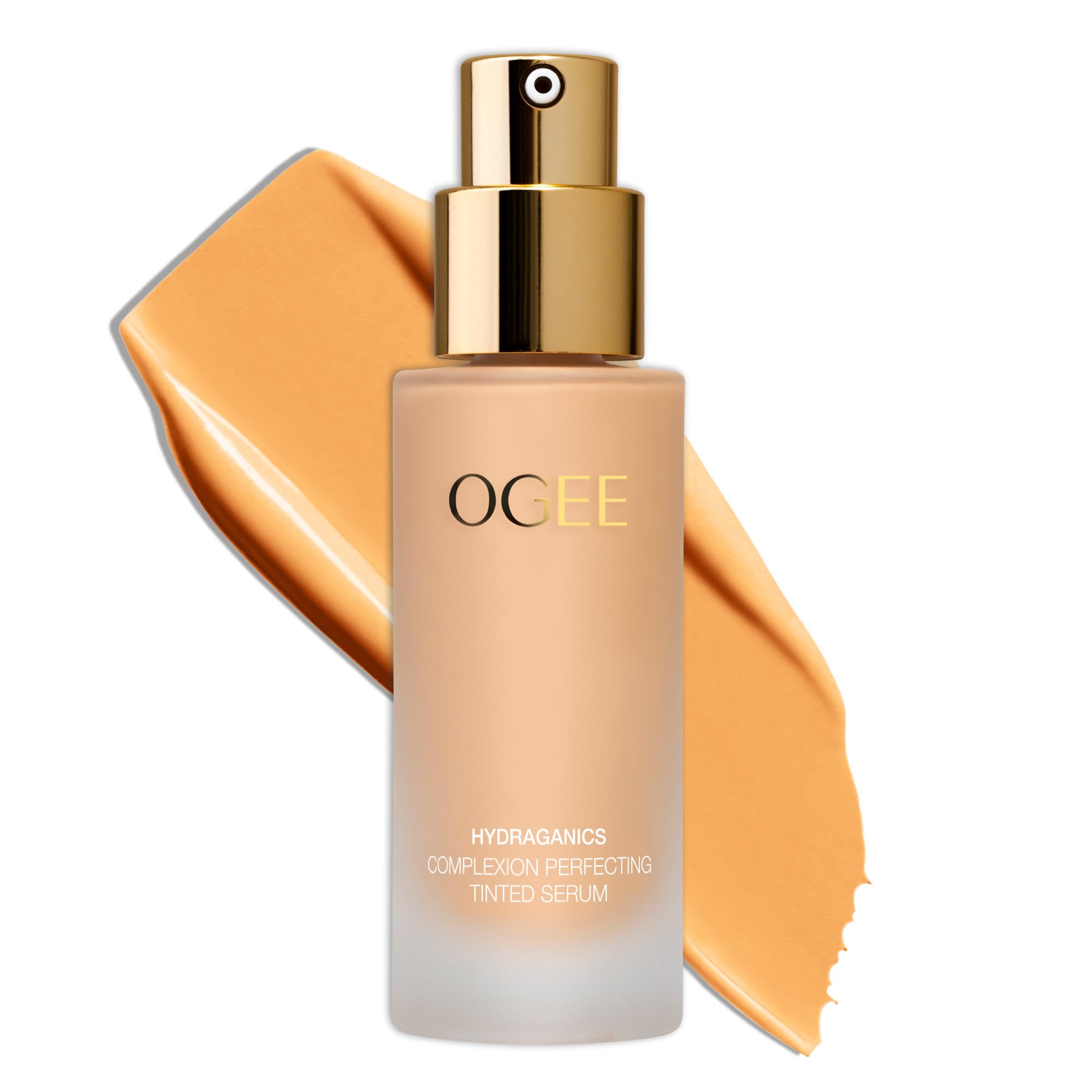 Ogee complexion-perfecting foundation bottle closeup showing luxurious skincare makeup fusion