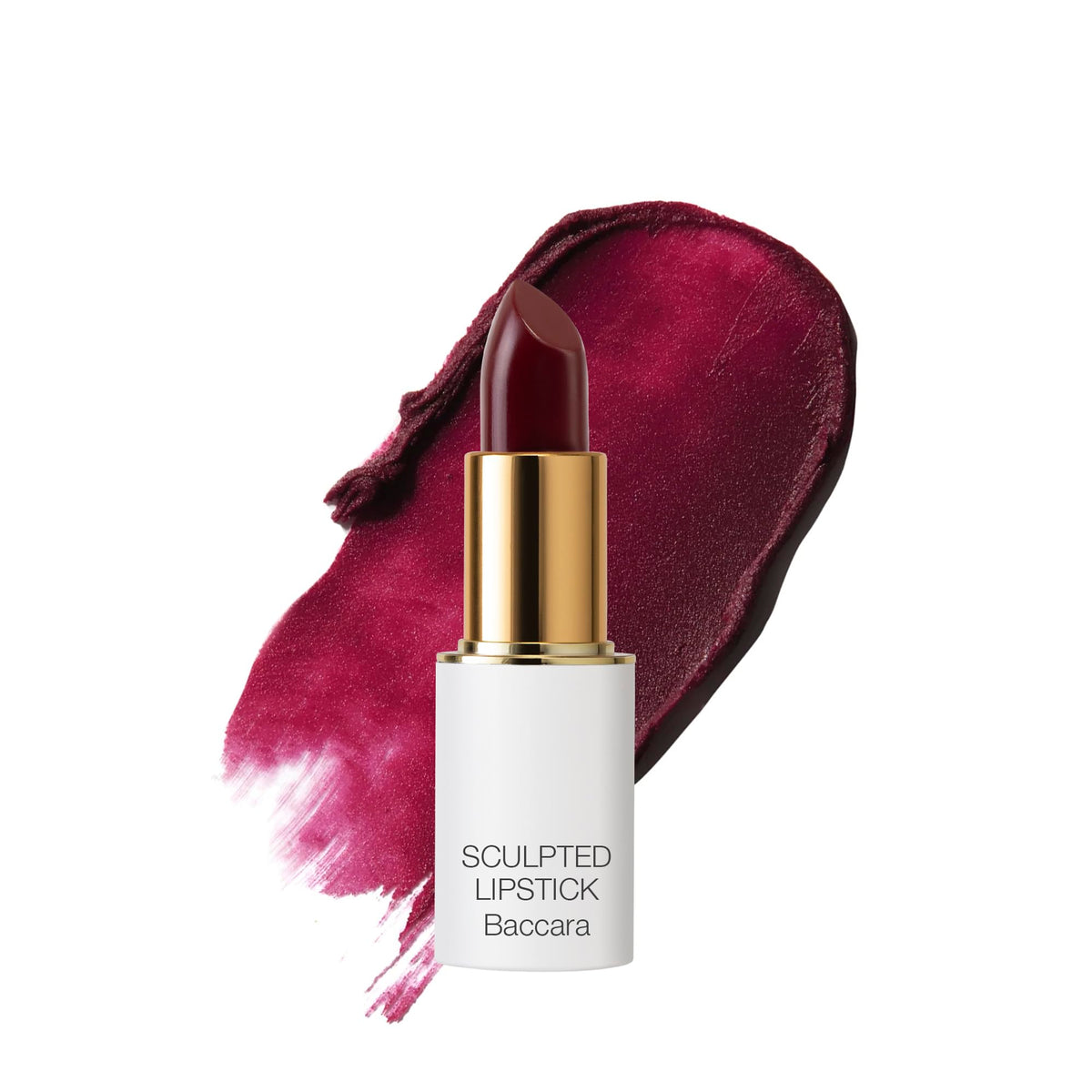 Ogee Full Bloom Lipstick Bacarra Deep Wine swatch for a rich, velvety finish.