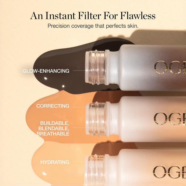 Ogee hyaluronic acid micro-particles lock in moisture for crease-free wear.