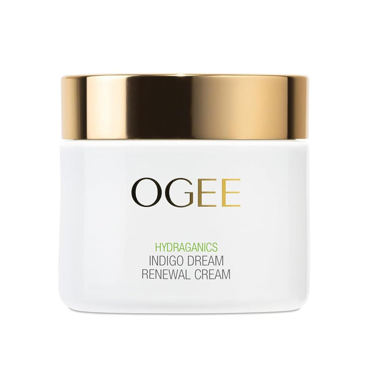 Ogee Indigo Dream Renewal Cream bottle for daily hydration and glow.