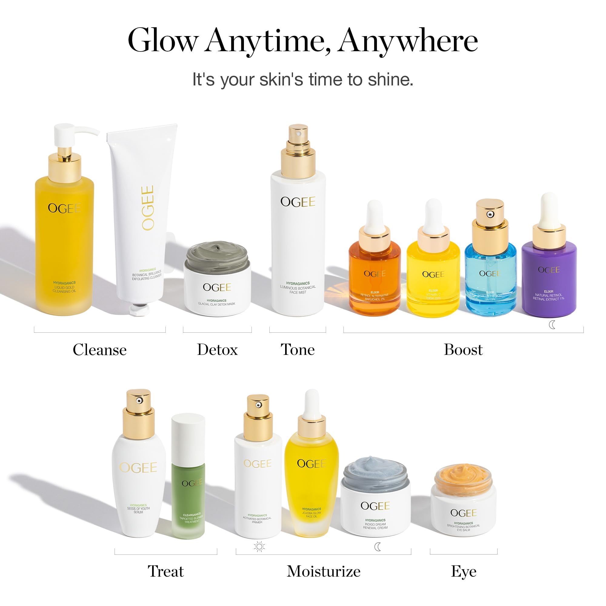 Ogee Jojoba Glow Face Oil ingredients label emphasizes antioxidants and nutrients