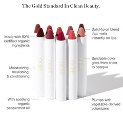 Swatch display of Magnolia lip oil showing a sheer, buildable wash