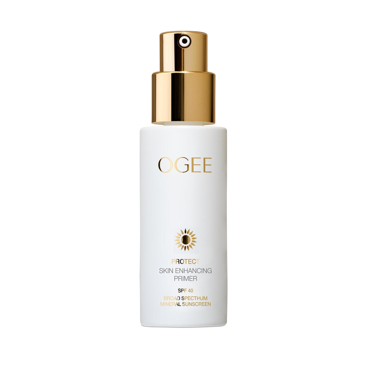 Ogee PROTECT Primer SPF 40 bottle front for a lightweight sun protection base