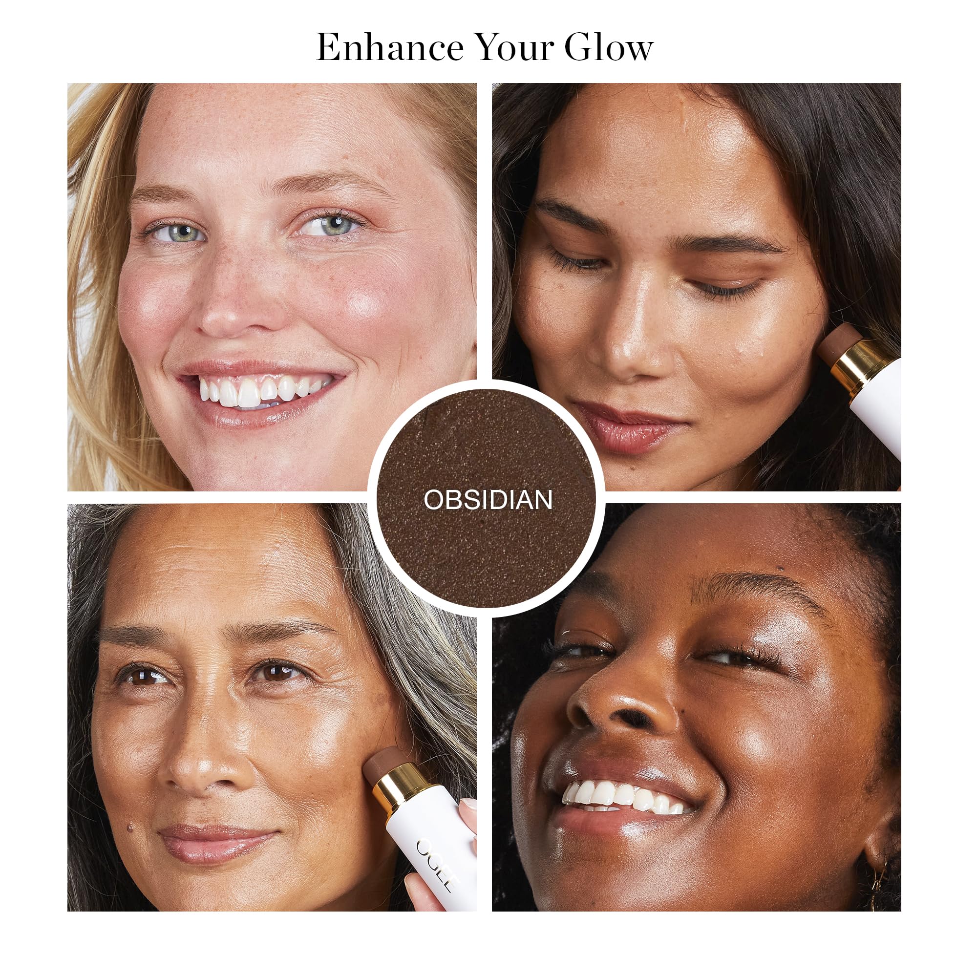 Ogee Sculpted Face Stick Obsidian twist-up design for mess-free application